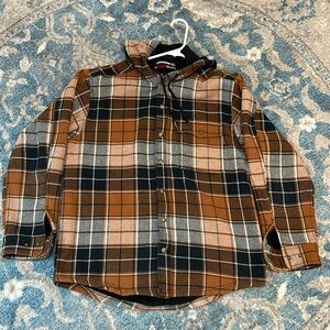 Hooded plaid shirt/jacket